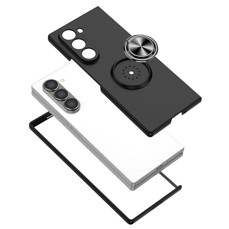 Ultra Thin Matte Hard PC Folding Phone Case for Samsung Galaxy Z Fold 7 6 5 4 3 360 Rotating Ring Holder Cover