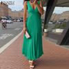 Женское сексуальное летнее длинное платье без рукавов с V-образным вырезом