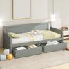 Sofa Bed, Single Bed with Two Storage Compartments, Solid Wood Frame, Solid Wood Bed, Youth Bed, Cot, Gray