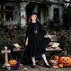 Kids Witch Costume Dress with Hat and Shawl for Halloween Role Playing