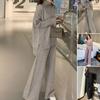 Autumn Winter Loose Casual Sweater Wide Leg Pants Two Piece Set Women Lazy Style Hong Kong Fashion