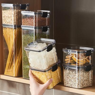 Кухонные контейнеры для хранения продуктов питания, пластиковые коробки, банки для сыпучих круп, кухонные органайзеры для кладовой, органайзер, банки с крышкой, домашний набор