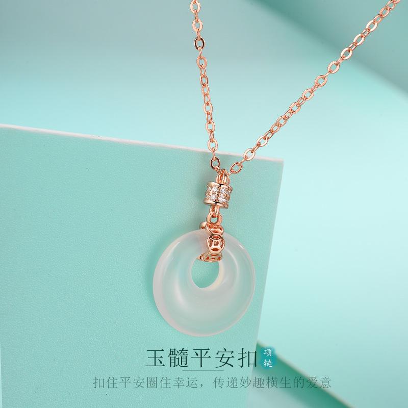 Ретро-стиль S925 серебряный халцедоновый предохранительная пряжка ожерелье женский Linglang peiyu кулон средний свитер цепочка ювелирные изделия мода