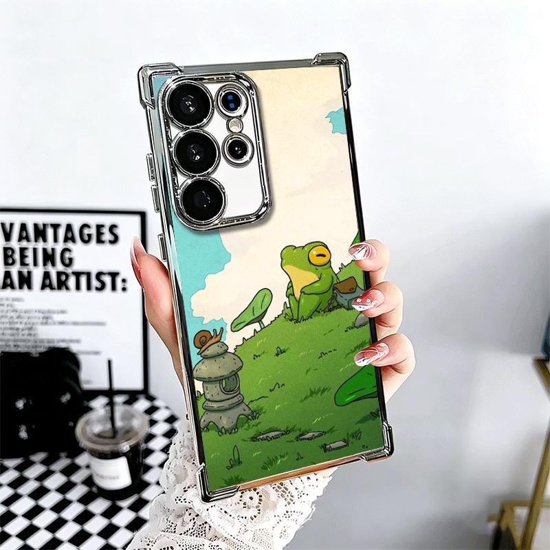 Милый Мультяшный Лягушонок Покрытие Чехол для Телефона Для Samsung Galaxy S24 S25 FE S26 Edge S23 Ultra S22 S21 Plus S20 Противоударный Подушка Безопасности Чехол