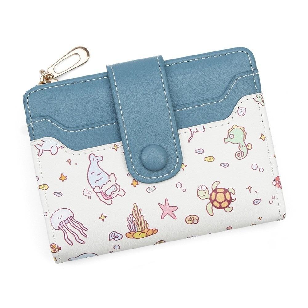Portable PU Leather Bifold Purse Zipper Soft Woman Wallet Storage Multi-card Slot Short Card Bag Travel