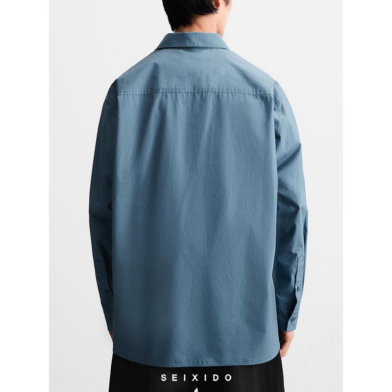 Cabinet 399! Spring New Men's Oversize Loose Version Simple Casual Patch Long sleeve Shirts 7380855