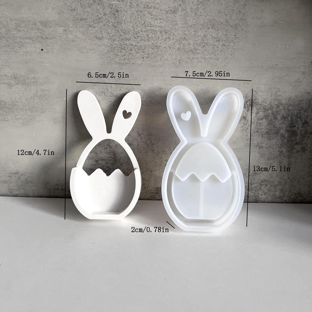 DIY Easter Rabbit Egg Flower Basket Silicone Mold Wall Pendant Plaster Drip Mold for Home Easter Party Decoration