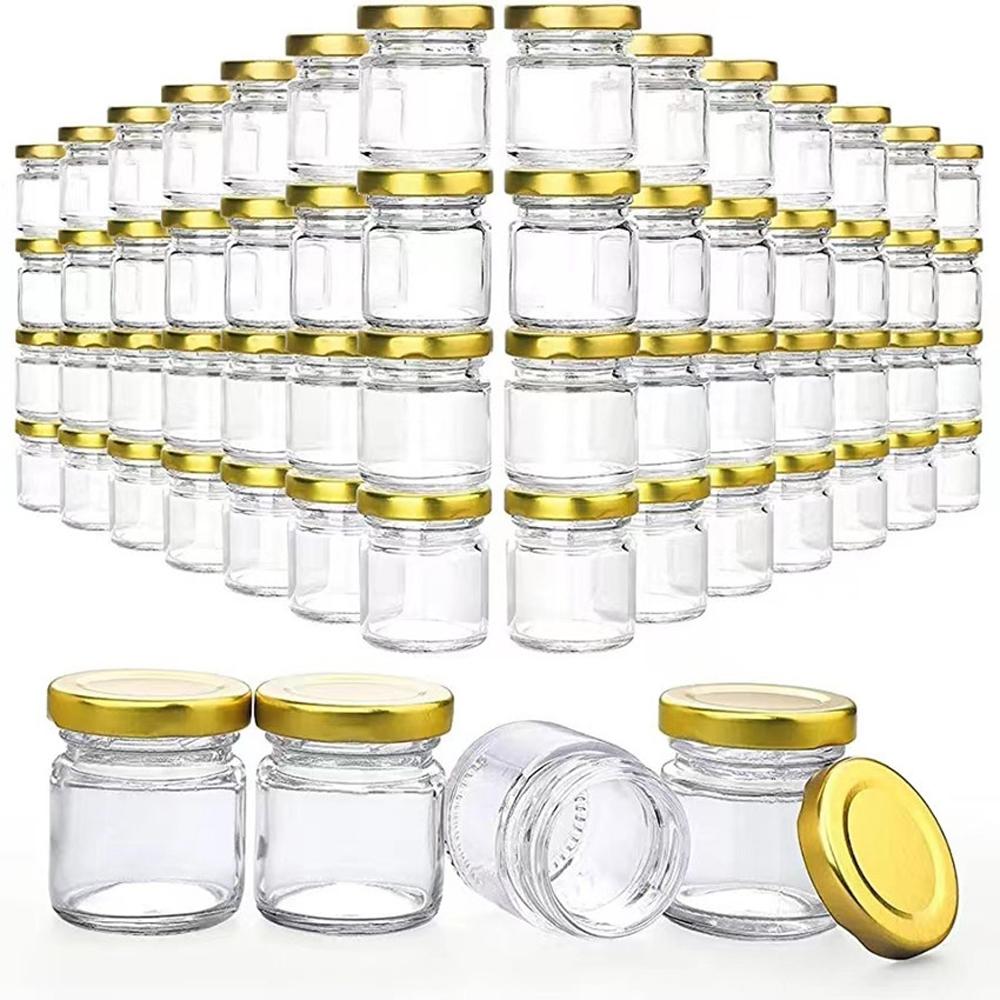 20Pcs Hexagonal Honey Glass Jars with Wood Dippers 45mL Small Glass Bottle with Lid for Baby