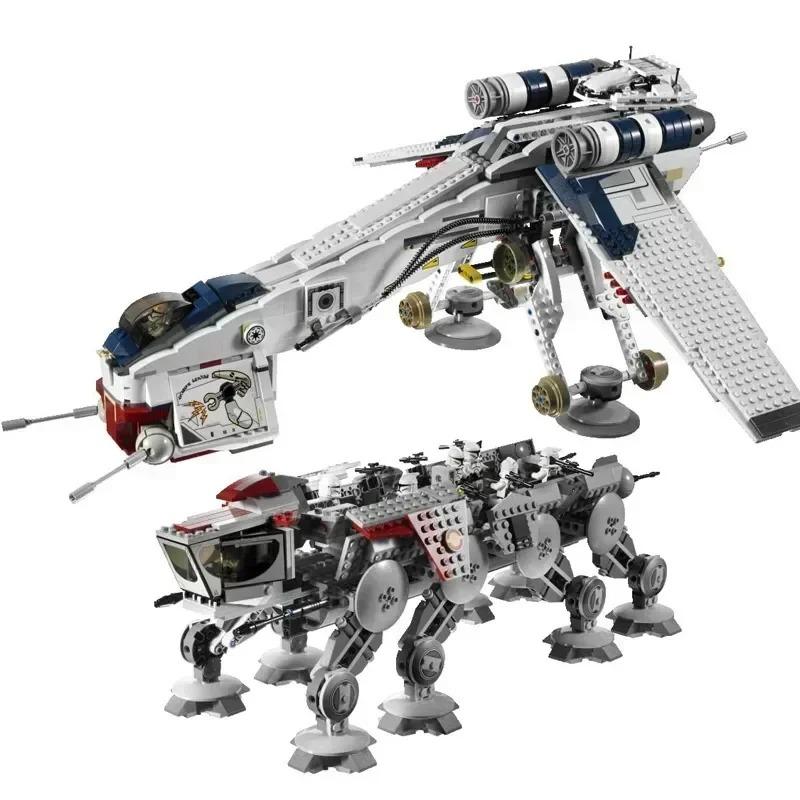 Hot Toys Звездные Войны Republic Dropship с AT-OT Walker Совместимый 10195 Транспортный Корабль Игрушки Для Детей Рождественские Подарки