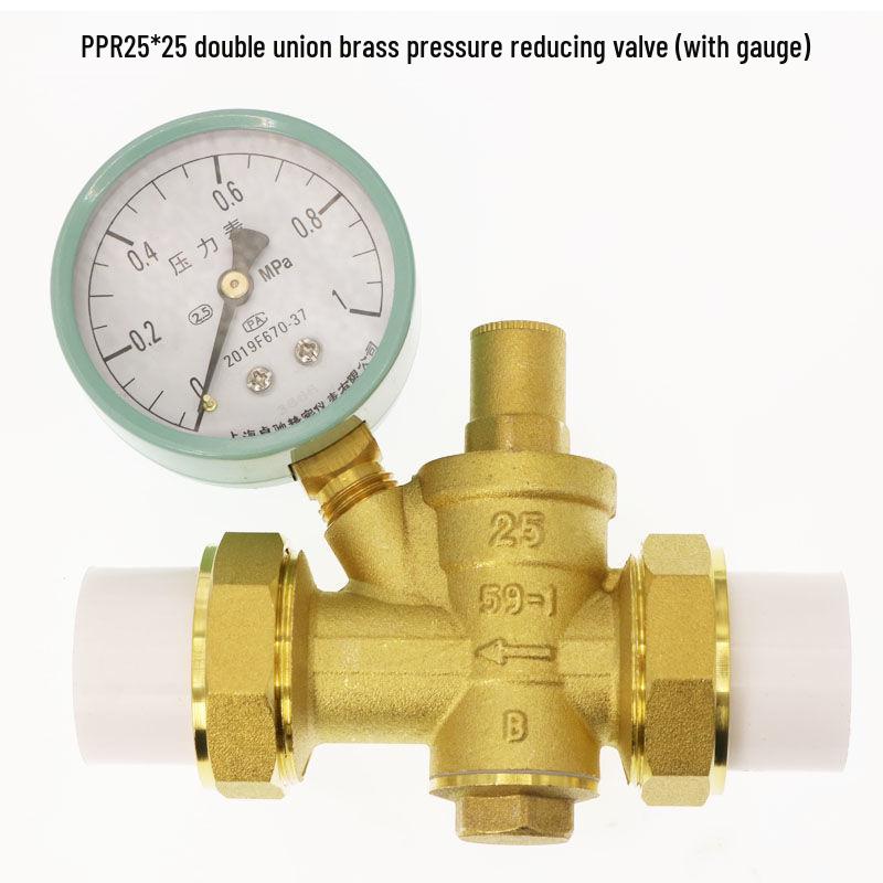 DN15 Регулируемый 4-точечный бытовой редукционный клапан давления воды для нагревателей и очистителей, диапазон давления 65-25