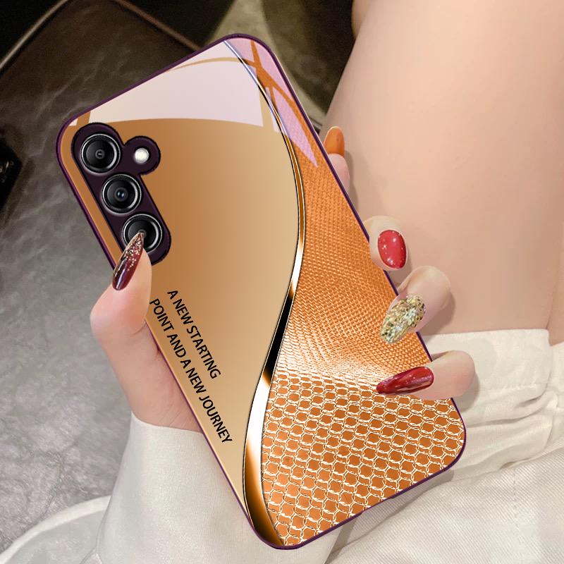 Закаленное Стекло Чехол Для Телефона Для Samsung Galaxy A14 4G 20 30 52 20S 21S 22 A25 32 33 34 42 50 51 53 54 70 71 5G Сетчатая Текстура Кривой