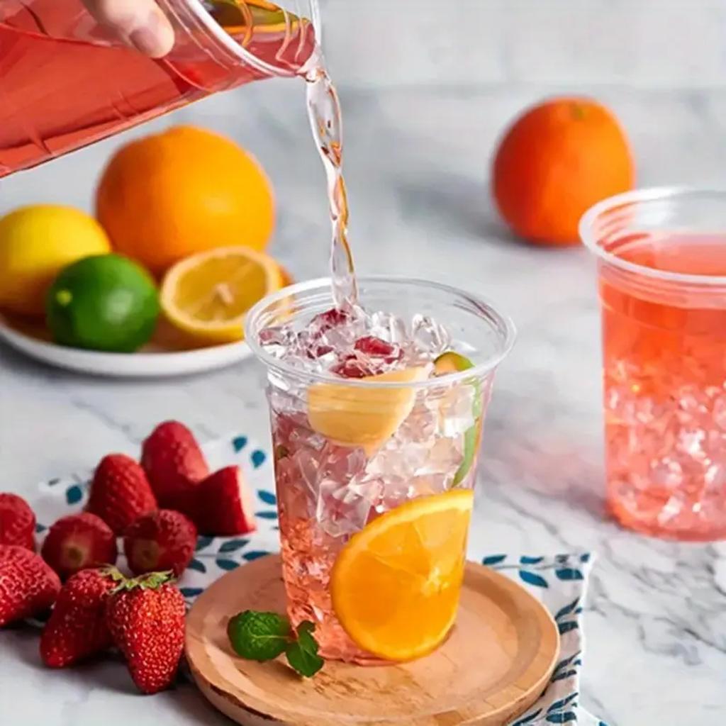 16 Oz Transparent Plastic Cup With No Straw Lid 10pcs Of Disposable Plastic Iced Coffee Cups With Direct Drinking Lid