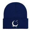 Moon star embroidered flower knitted hat autumn and winter wool hat outdoor cycling pullover hat