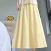 Женская летняя желтая юбка-полусолнце из ледяного шелка, тонкая, с высокой талией, А-силуэта, стройнящая, плиссированная, длинная