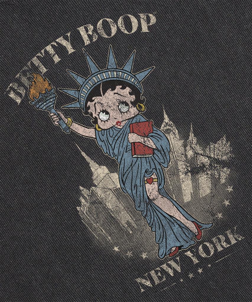 CNVS Betty Boop In New York Oversized Short Sleeve T-Shirt_Charcoal