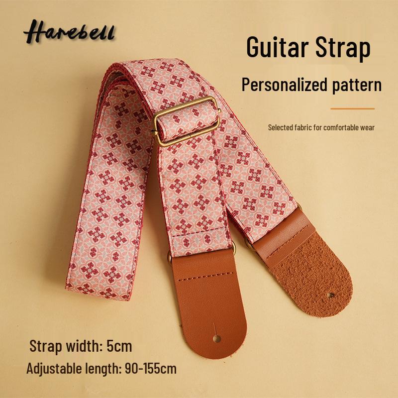 Регулируемый ремень для акустической гитары серии Am Print - Красный Снег, Кирпичный, Решетка, Темная Звезда, 103-107