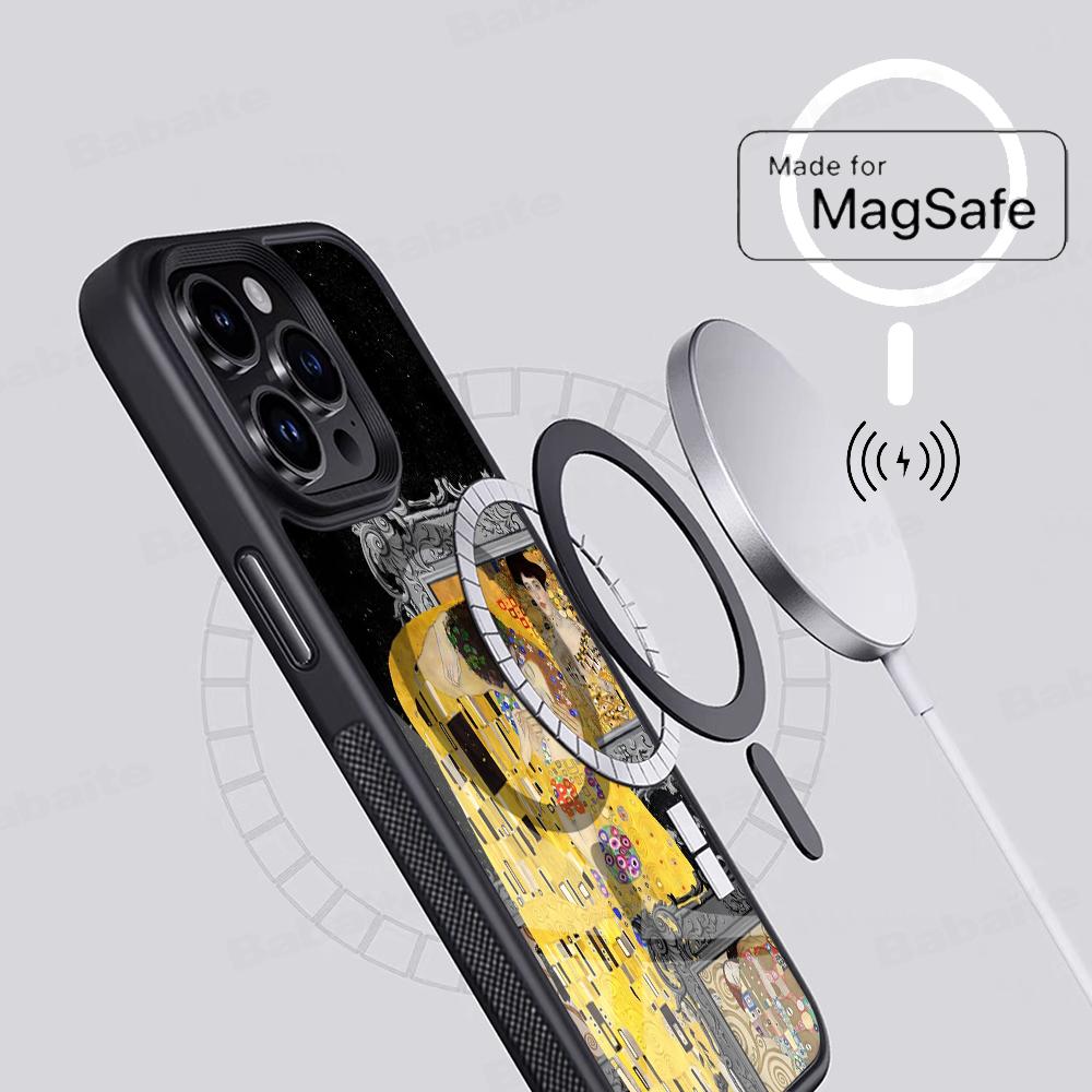 The Kiss Gustav Klimt Painting Phone Case Magnetic Case For IPhone 18 16 14 13 12 11 15 Pro Max Plus For Magsafe Wireless Charge
