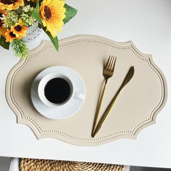 Heat-Resistant PVC Placemats Reusable Non-Slip Table Mats Waterproof Elliptical Shape Dining Place Mat for Kitchen Coffee Table