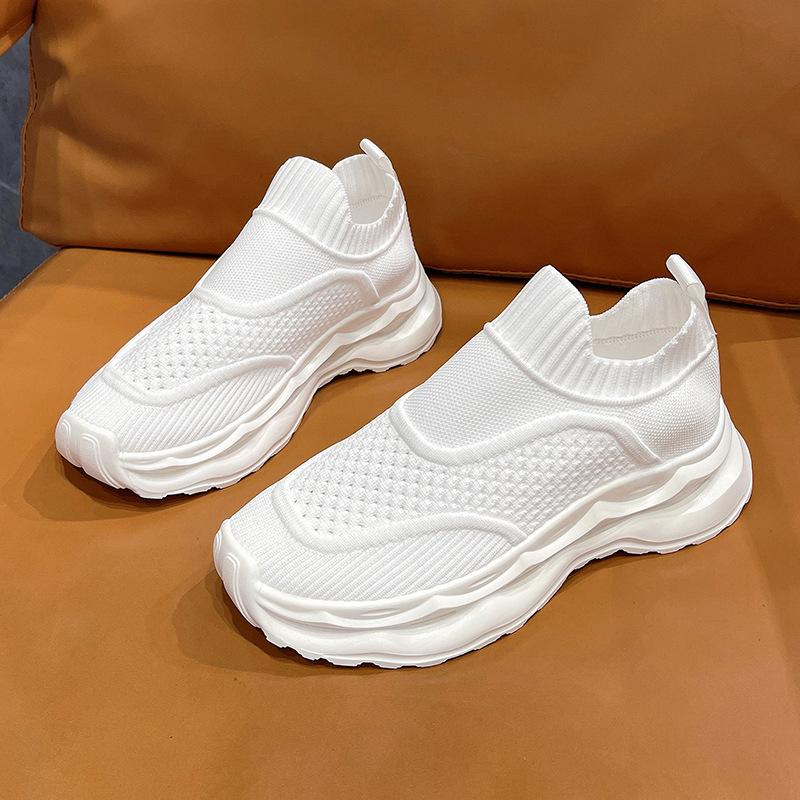 Lazy Socks Shoes Women's 2024 Summer New Thick-soled Versatile Casual One-pedal Hollow Breathable Non-slip Sneakers