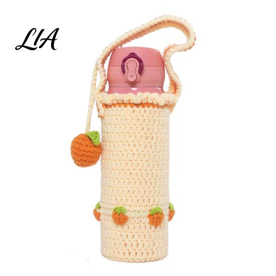 Soft Fabric Cup Wrap Hand Crocheted Cover, Portable Elastic Wool Knit Sleeve, Breathable Handmade Cozy Anti-Slip Protective Holder for Water