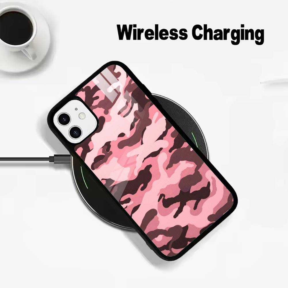 F-Fashion C-Camouflage Pattern Phone Case For IPhone17 16 15 14 13 12 11 Pro Max 16/15/14Plus Wireless Charger Cover Funda