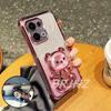 Edge 60 Shockproof Bear Bracket Holde Glitter Plating Case for Motorola MOTO Edge 50 60 Edge50 Fusion Pro Neo Transparent Cover