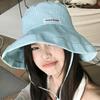 Korean Striped Bucket Hat Wide Brim Women's Sun Caps Ins Striped Fisherman Hat  Travel