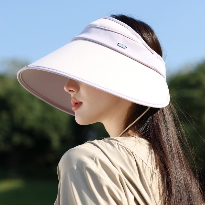 Fashion Color Matching Outdoor Travel Sunscreen Hat Women'S Travel Uv Protection Empty Top Hat Outdoor Big Brim Sun Hat