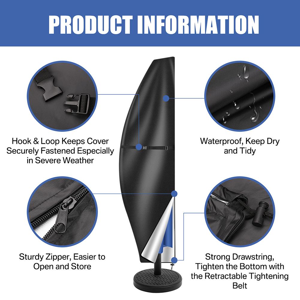 2 шт. чехол для зонта Offset из водонепроницаемой ткани Oxford длиной от 1,7 до 2,8 м, зонтик-банан, уличный, с защитой от УФ-излучения, дождевик со стержнем и вытяжным кольцом