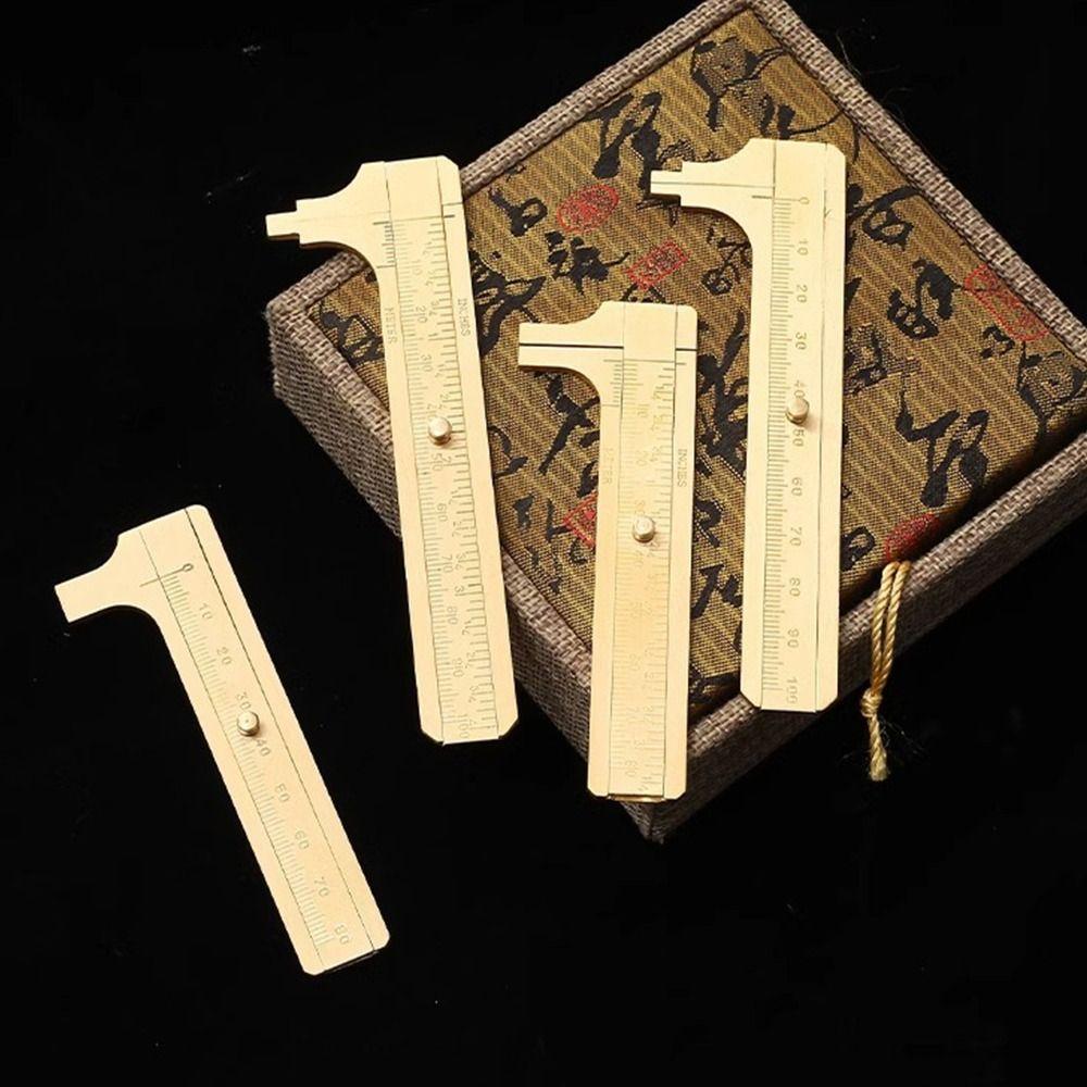 1Pcs Pocket Size Brass Vernier Caliper with Metric Imperial Scale Measuring Tool Slide Gauge Ruler