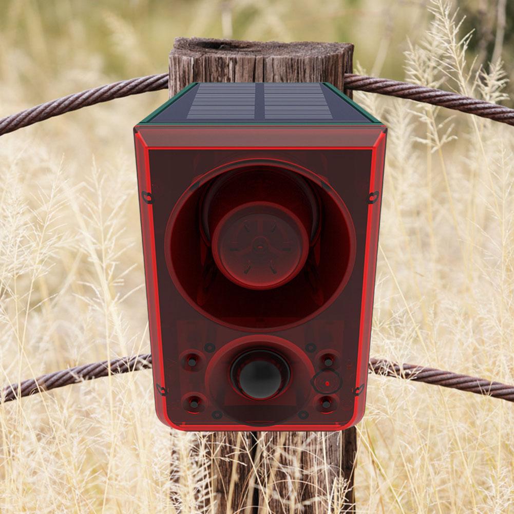 Солнечная уличная сигнализация с датчиком движения, громкий звуковой сигнал с лаем собаки и звуком выстрела, солнечная инфракрасная индукционная сигнализация для дома, фермы