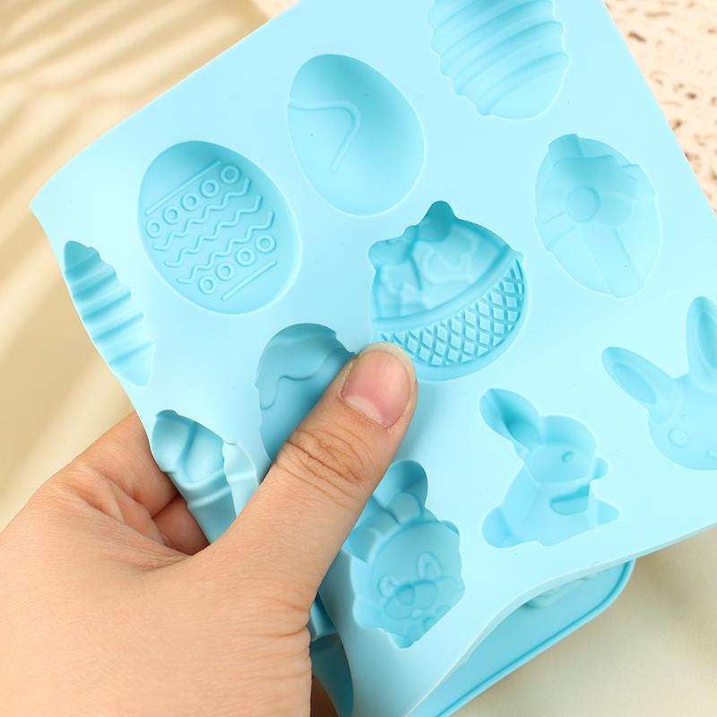 Easter Handmade Soap Mold Silicone Mold Easter Rabbit Bunny Colored Egg Mould For Diy Baking Jelly Pudding Chocolate Cake Tool