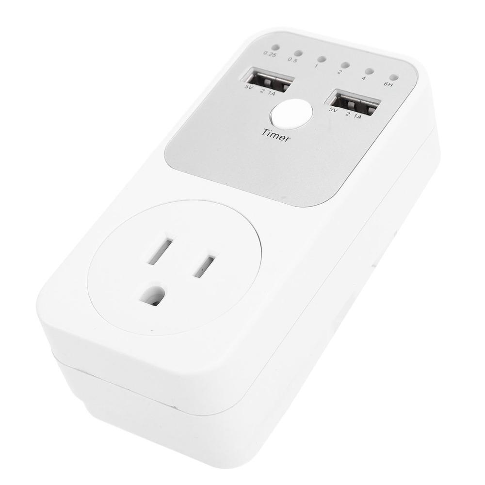 6H Timer Socket 2 USB Ports Voltage Protector Smart Home Countdown Timer Socket Lamps Indoor