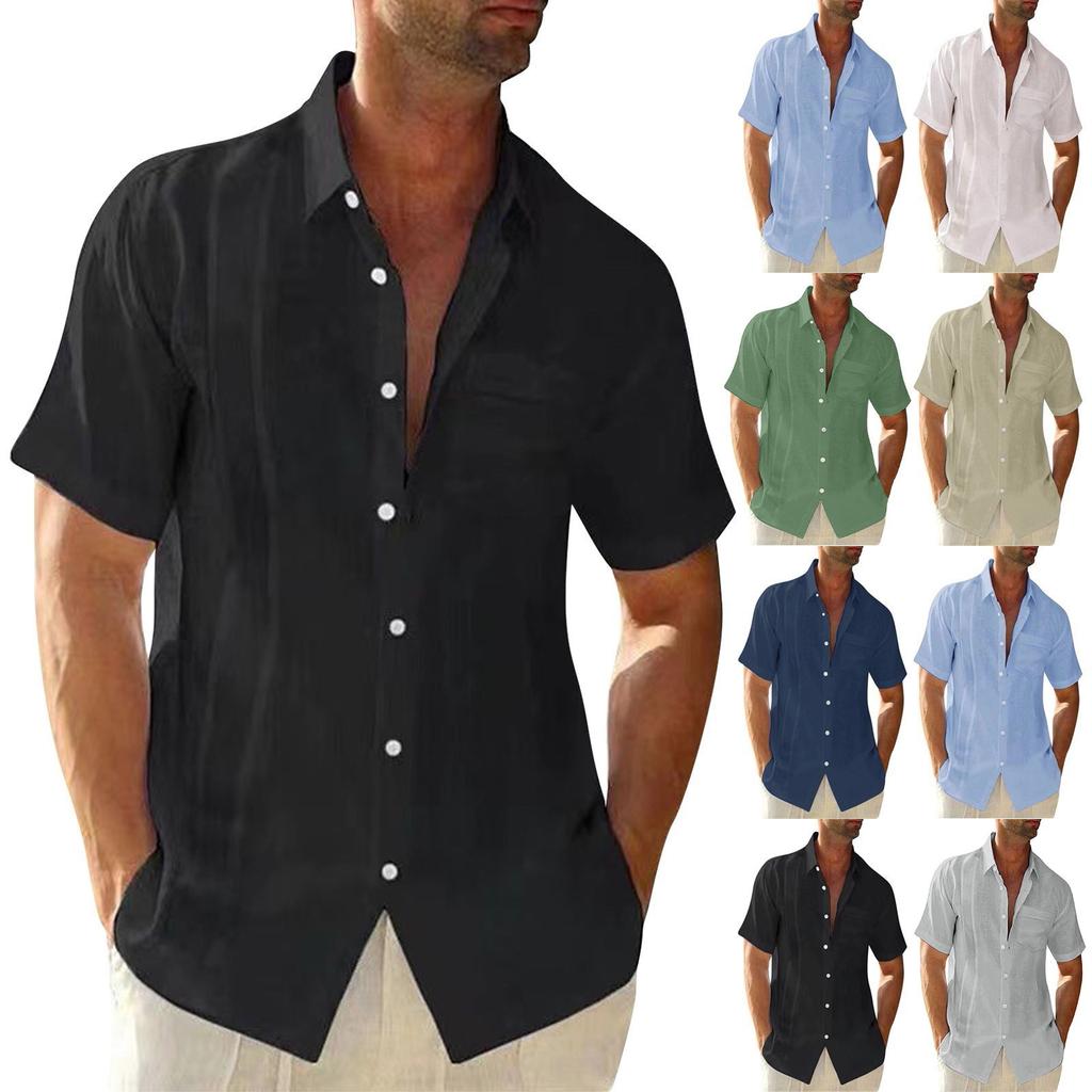 Дизайнерские весенне-летние мужские повседневные хлопковые льняные рубашки с коротким рукавом, свободные рубашки