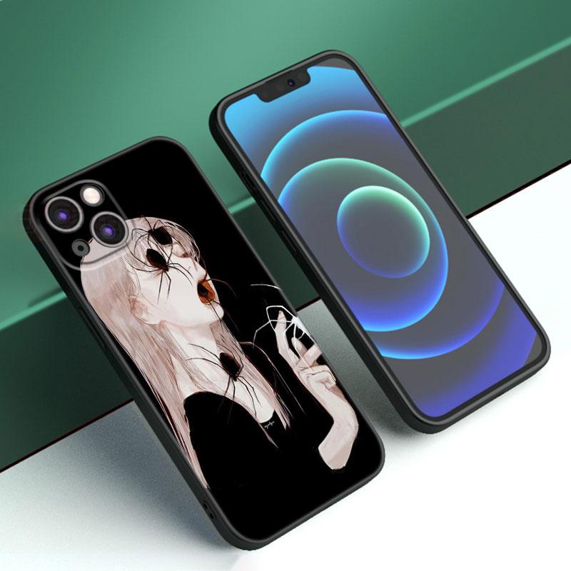 Чехол для телефона с японской мангой ужасов для Apple iPhone 12 13 Mini 11 14 15 Pro Max 7 8 Plus X XR XS SE 2020 2022 черный силиконовый чехол