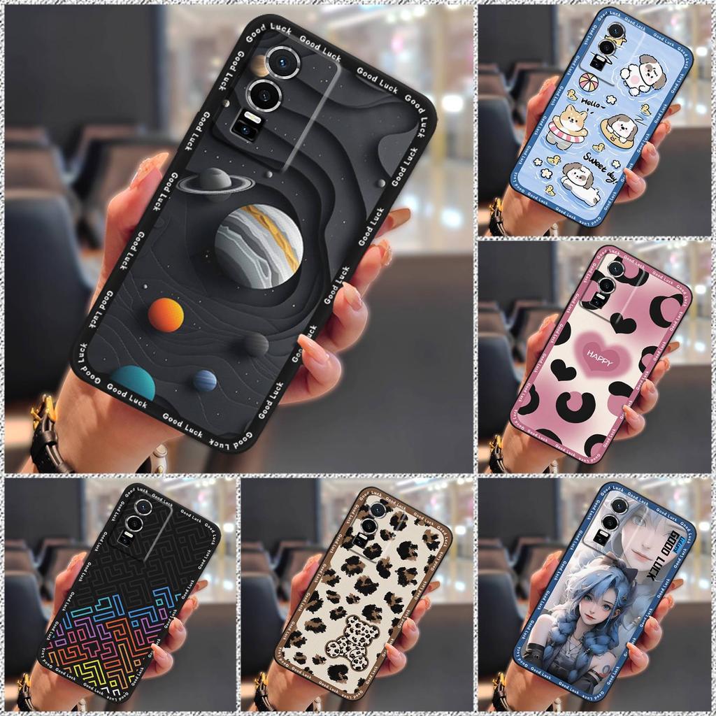 Durable Silicone Phone Case For VIVO Y76 5G Soft case Full wrap Waterproof protective Fashion Design Cover Cute Cartoon