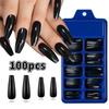 100Pcs False Nail Artificial Nails Tips Arcylic Fake Press On Nail Long Coffin Capsule