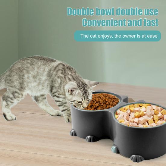 Двойная миска для корма Yousheng Pet в форме головы мультяшного кота, защитная шея, нескользящая миска для воды для кошек, аксессуары для домашних животных