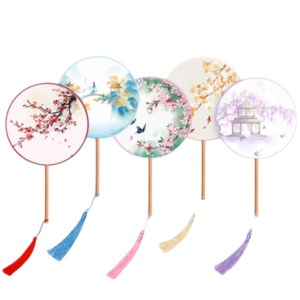 Silk Material Chinese Round Hand Fan Embroidery Design Cheongsam Tang Suit Fan  Wedding Ceremony