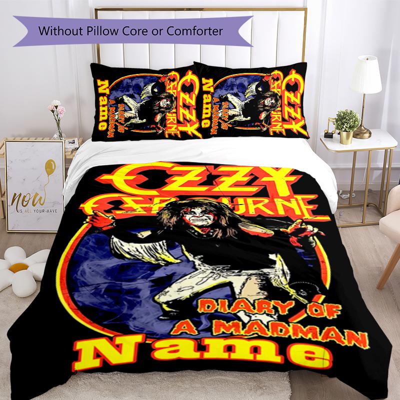 3pcs Custom Name rock Ozzy Osbourne Bedding Set Duvet Cover Closure Includes 1 Duvet Cover & 2 Pillowcases for All Seasons Bedroom Decor