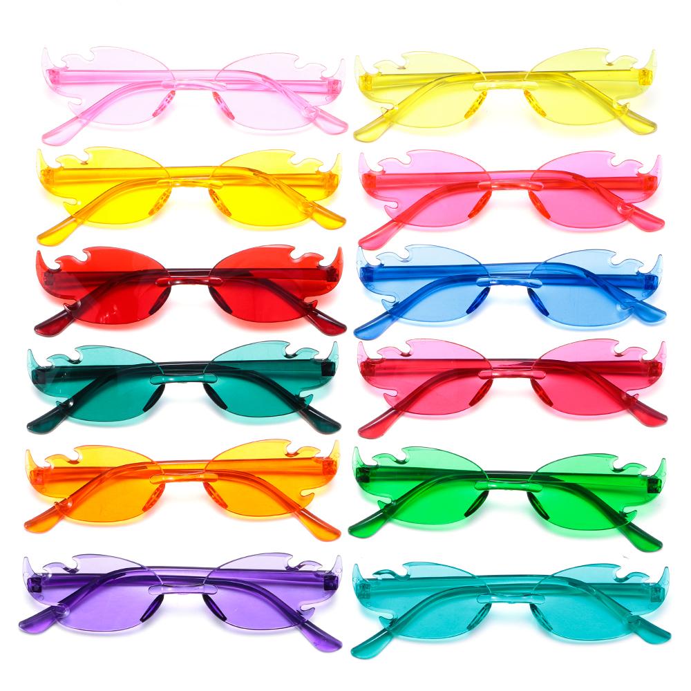 Colorful Flame Shaped Sun Glasses Rimless Party Cosplay Glasses for Women & Men