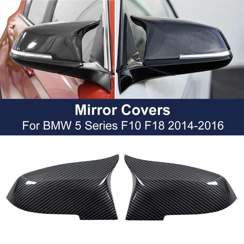 2 шт. Накладки на зеркала заднего вида для BMW 5 6 7 Серии F10 F11 F18 2014-2017, Черные накладки с рисунком под карбон