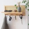 Solid Wood Woven Wall Key Hook Book Newspaper Organization Wall Mounted Magazine Storage Rack Space Saver Rattan Storage Rack