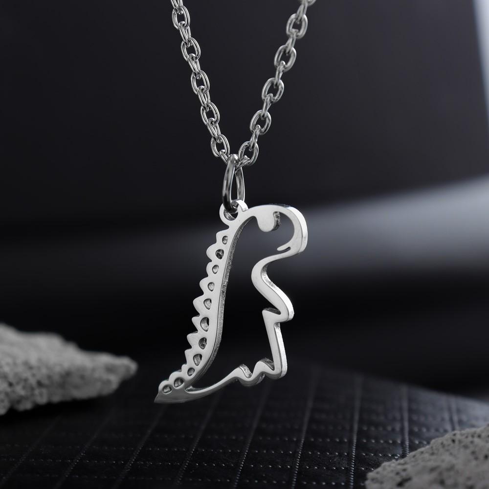 Stylish Cute Cutout Simple Stainless Steel Cartoon Dinosaur Necklace Pop Punk Party Hip Hop Goth Holiday Couple Gift Personality