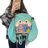 Miku Plush Hatsune Backpack Schoolbag Cartoon Single Shoulder Bag Crossbody