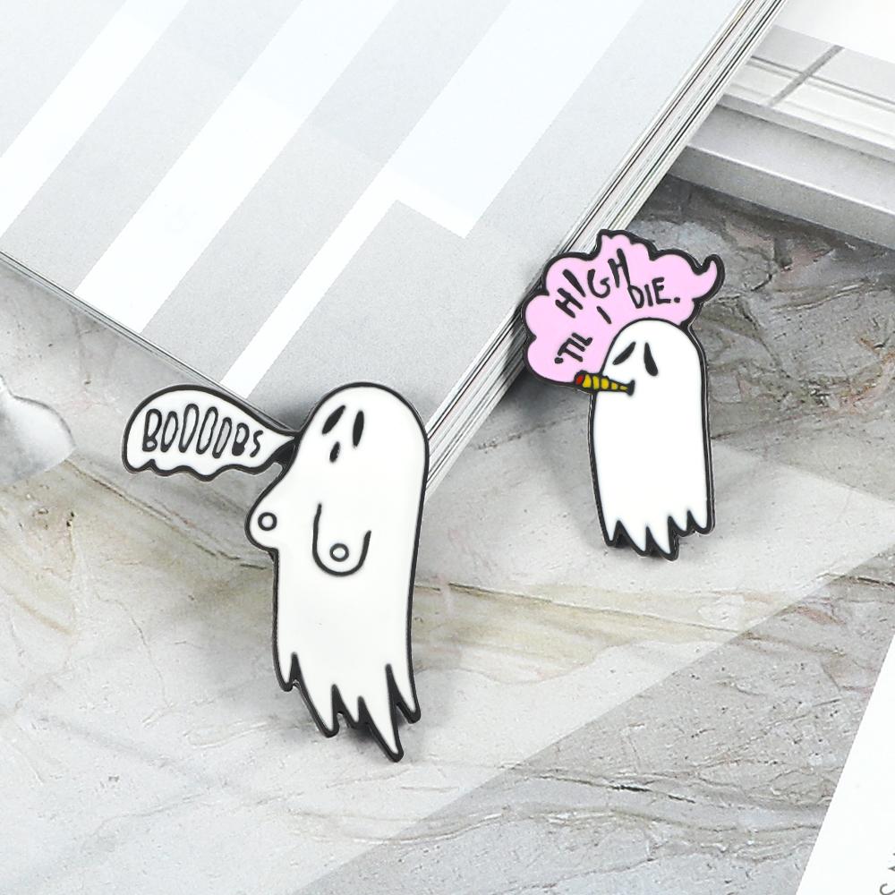 Милая эмалированная булавка для курения Boo Ghost, брошь с героями мультфильмов для женщин и мужчин, джинсовые куртки, булавки для лацканов, значки на рюкзак, детские модные украшения