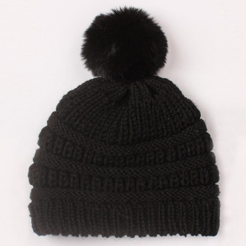 Baby Knitted Hat, Versatile Children's Autumn and Winter Hairball Warm Hat, Warm Baby Wool Hat