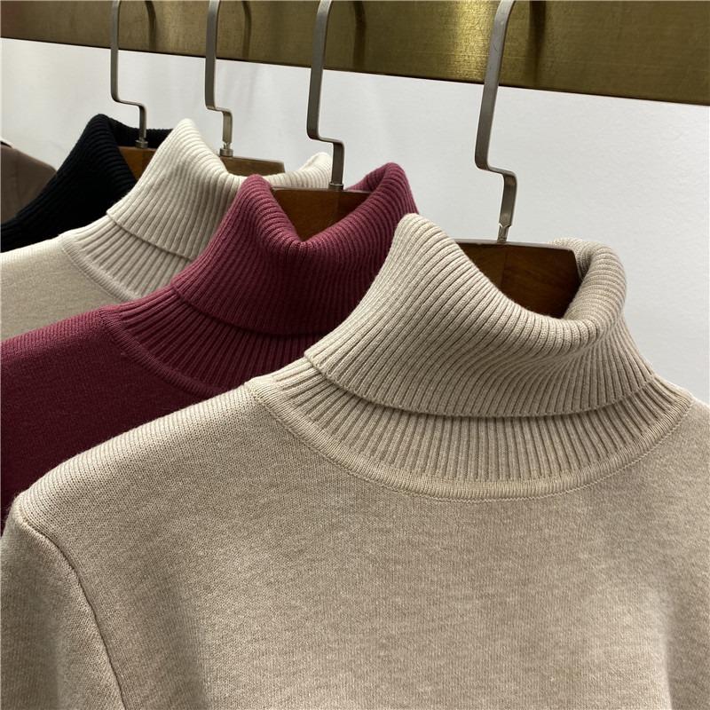 Осень-зима толстый теплый бархатный женский свитер с высоким воротом, длинный рукав, однотонный плюшевый пуловер, свитера женские облегающие повседневные женские трикотажные джемперы 25196