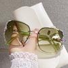 Retro Oversized Frame UV400 Sunglasses Women Vintage Fashion Rimless Gradient Colors Lens Sunglasses