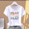 (Asian Size) Graphic Tee Letter Cute Style 90s T Shirt Clothing Lady Casual Fashion Print Female Casual Women's Top Short Sleeve T-shirts